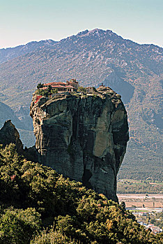 风景,寺院,岩石上,排列,米特奥拉,希腊