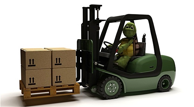 龟,驾驶,铲车,卡车