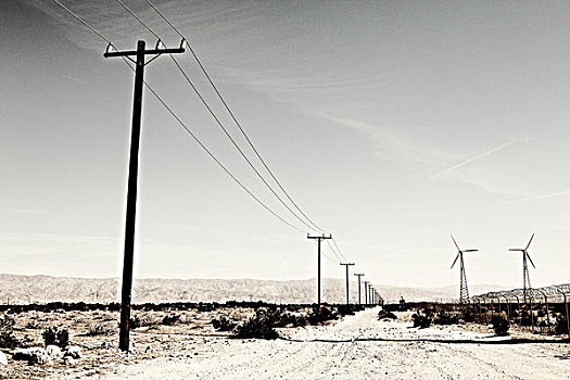 电线杆,风轮机,加利福尼亚,美国