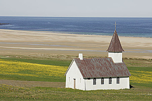 冰岛,隔绝,基督教堂,靠近,海滩