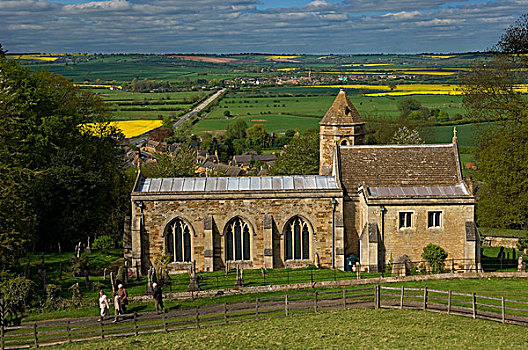 教堂,围绕,乡村,城堡,莱斯特,英格兰