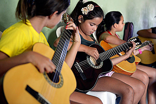 音乐,授课,年轻人,吉他,群体,巴西,南美,慈善