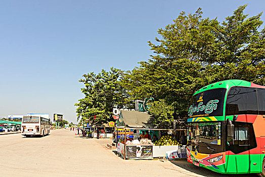 服务,区域,公交车站,巴格,缅甸