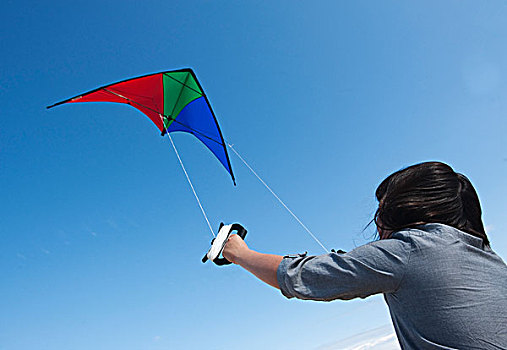 女孩,放风筝,安达卢西亚,西班牙