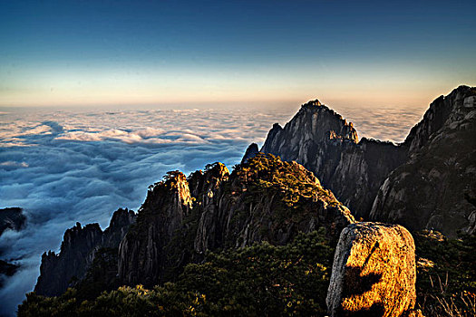 黄山,云海,地质公园,岩石,迎客松,群山