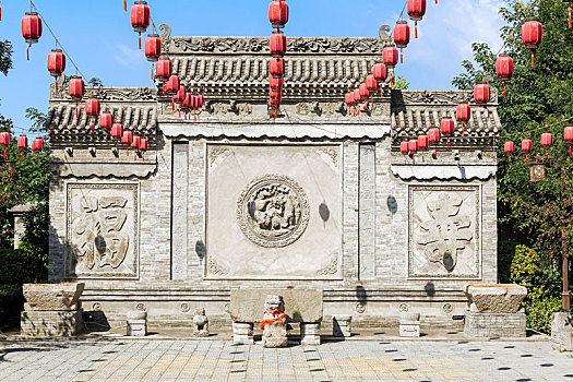 中国山西省芮城民俗博物馆砖雕影壁墙