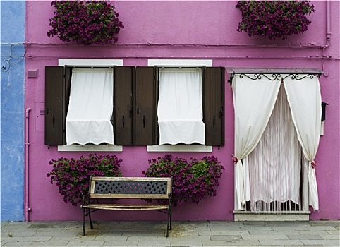 鲜明,粉红色,房子,威尼斯