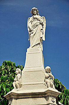 雕塑,天使,一个,雄伟,陵墓,墓地,哥伦布,哈瓦那,古巴,加勒比