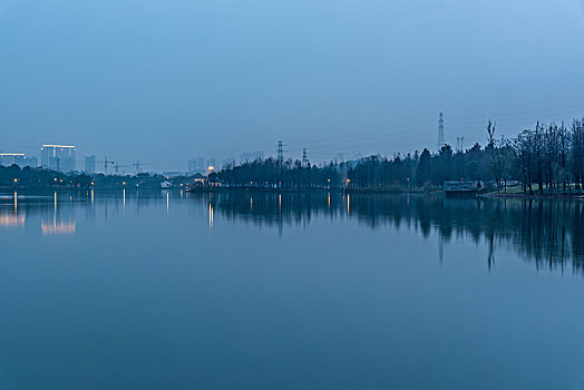 杭州湘湖自然风光,夜景