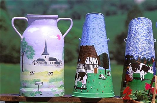 法国,特写,牛奶,罐,装饰