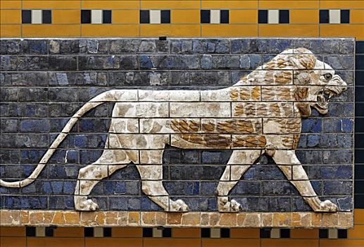 狮子,砖,浮雕,大门,历史博物馆,伊斯坦布尔,土耳其