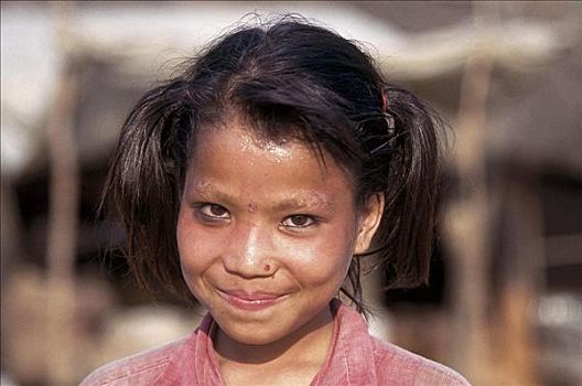 女孩,孩子,肖像,微笑,尼泊尔,亚洲