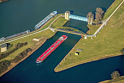 货船,运河,杜伊斯堡,北莱茵威斯特伐利亚,德国