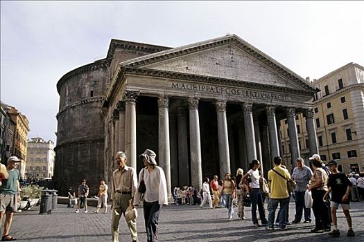 游客,祠庙,圆,古典,古旧,基督教堂,广场,罗马,意大利,欧洲