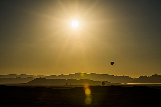日出,热气球,索苏维来地区,纳米布沙漠,纳米比沙漠,公园,区域,纳米比亚,非洲