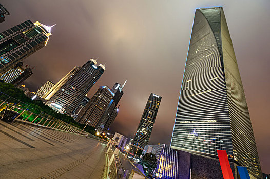 上海陆家嘴夜景,上海夜景无人