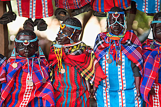 肯尼亚,内罗毕,部落男人,娃娃,衣服,彩色