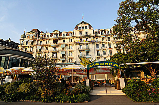 酒店,宫殿,蒙特勒,日内瓦湖,沃州,瑞士,欧洲