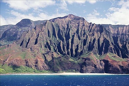 夏威夷,考艾岛,纳帕利海岸,俯视,崎岖,悬崖