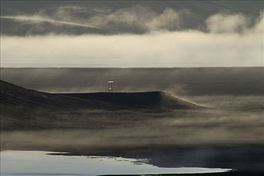 晨雾,能源,传输线,火山,冰岛