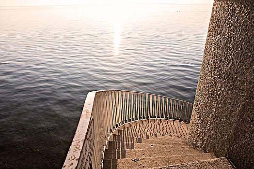 螺旋楼梯,湖,康士坦茨湖,靠近,林道,巴伐利亚,德国