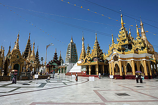 庙宇祠堂,仿制,庙宇,后面,大金塔,仰光,缅甸,亚洲