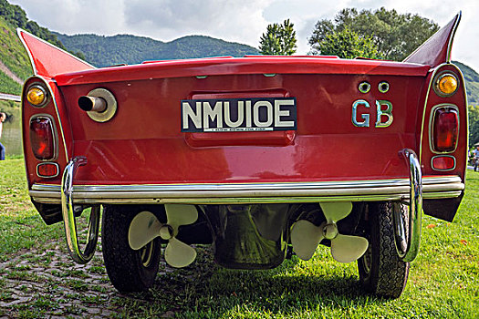 相似,螺旋桨,后面,红色,两栖,汽车,60年代,摩泽尔,莱茵兰普法尔茨州,德国,欧洲