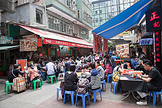 中国,香港,铜锣湾,人,吃饭,户外,餐馆