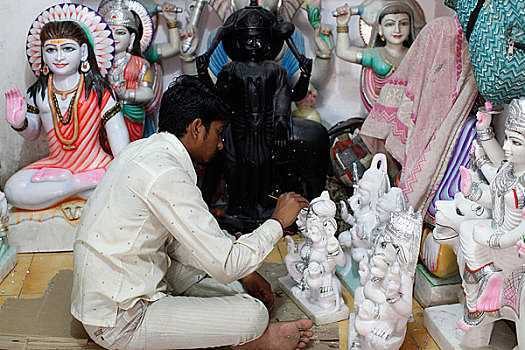 印度,印度教,雕塑,工作间