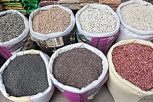 种类,豆,品种,出售,市场,加德满都,尼泊尔,亚洲