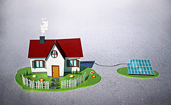 插画,图像,房子,太阳能电池板