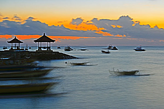 晨空,海滩,沙努尔,巴厘岛,印度尼西亚,亚洲
