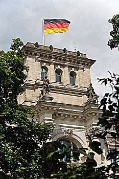 德国,旗帜,德国国会大厦,建筑,柏林,欧洲