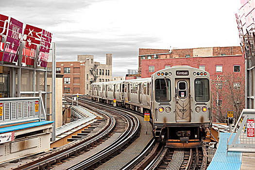 地铁,褐色,线条,车站,芝加哥,伊利诺斯,美国