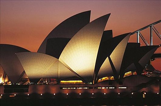 光亮,剧院,日落,夜光,悉尼,澳大利亚