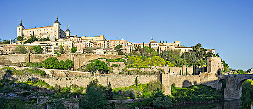 风景,城镇,城堡,托莱多,西班牙,欧洲