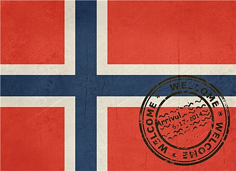 欢迎,挪威,旗帜,护照