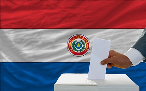 男人,投票,选举,巴拉圭,正面,旗帜