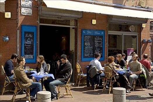 街边咖啡厅,旧城,图卢兹,比利牛斯,法国