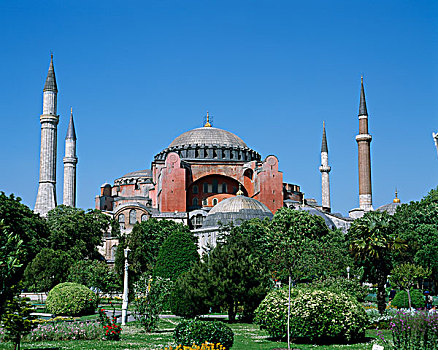 花园,正面,博物馆,圣索菲亚教堂,伊斯坦布尔,土耳其