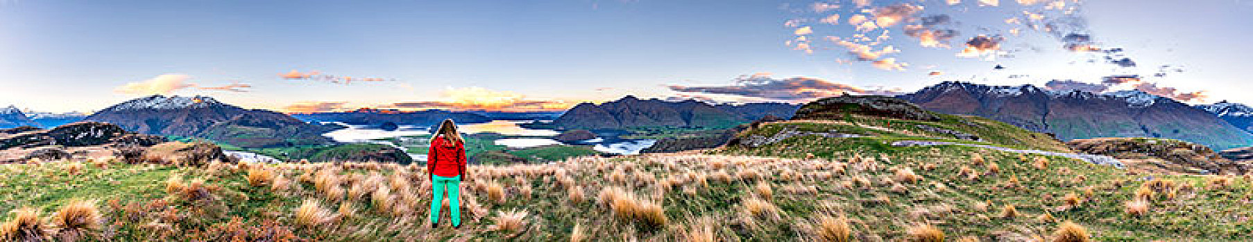 远足,远眺,瓦纳卡湖,山,岩石,顶峰,湾,奥塔哥,南部地区,新西兰,大洋洲