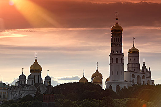 俄罗斯,莫斯科,克里姆林宫,日落