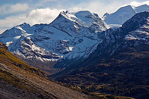 风景,阿尔卑斯山,山,山脉,格劳宾登州,瑞士,欧洲