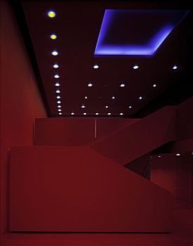 科学博物馆,imax,剧院,电影院,伦敦,英国,建筑师,六月,2000年,肖像,红色,楼梯,向上