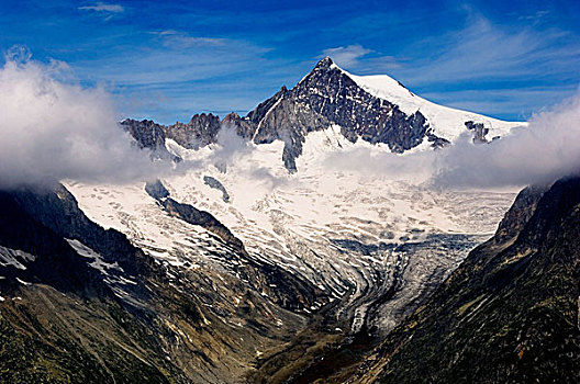 俯拍,冰河,攀升,瑞士