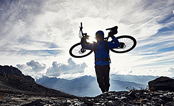 山地车手,自行车,瓦莱,瑞士