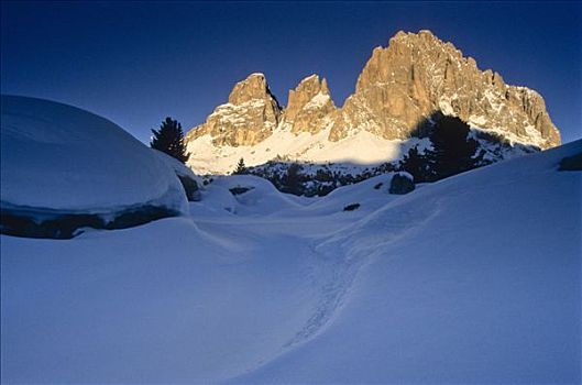 冬季风景,顶峰,山,光亮,太阳,意大利,欧洲