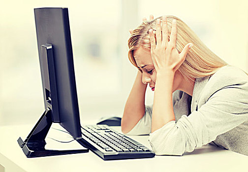 压力,职业女性,电脑,工作