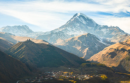 kazbegi,georgia,高加索山脉第三高峰,格鲁吉亚