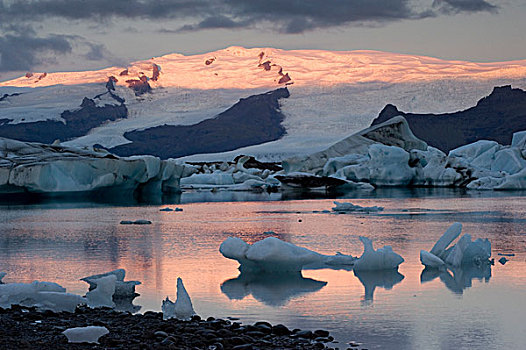 冰河,泻湖,冰岛南部,冰岛,欧洲